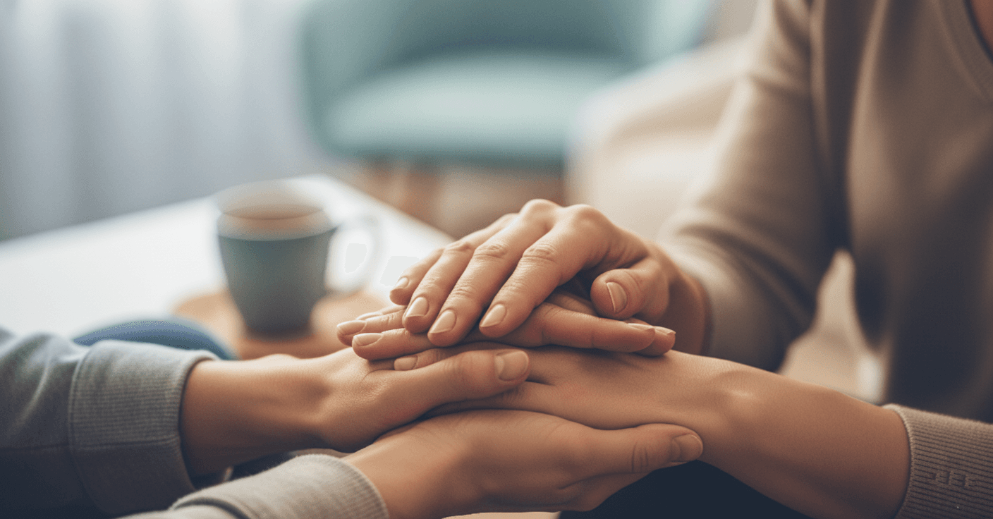 Supportive hands representing compassionate care